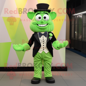 Lime Green Ice Cream Cone mascot costume character dressed with a Tuxedo and Bow ties