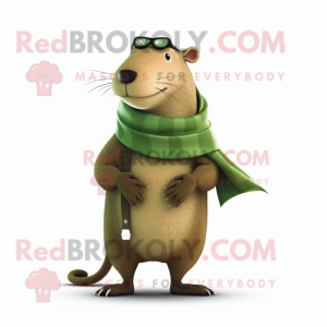 Olive Capybara maskot drakt...