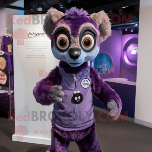 Lila Lemur maskot kostym...