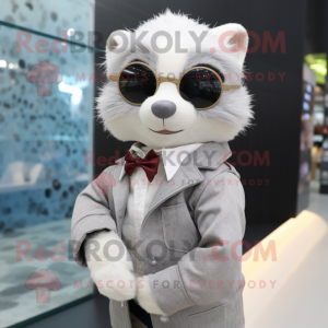 Silver Ferret maskot kostym...