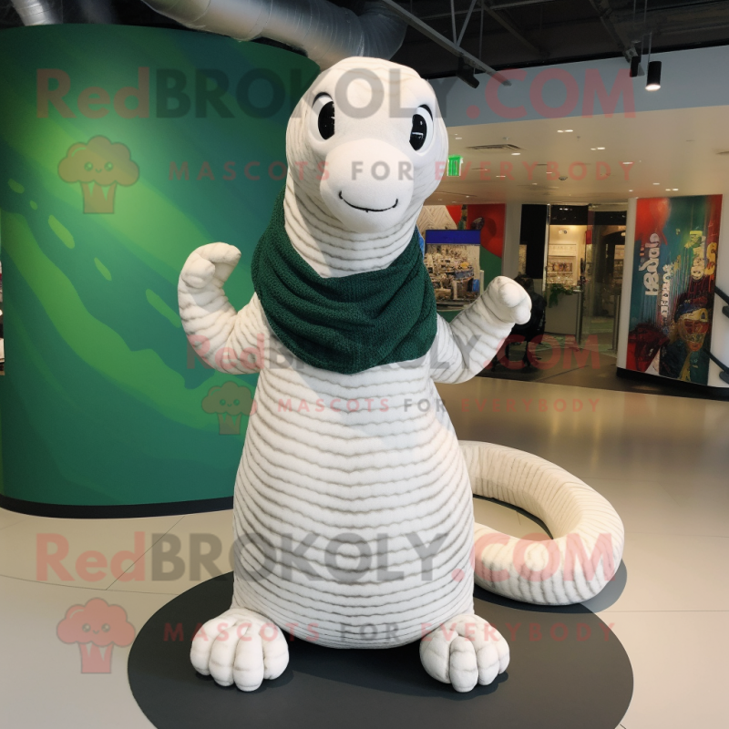 White Titanoboa mascot costume character dressed with a Sweater and Scarves