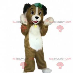 Mascota de perro marrón y blanco con collar - Redbrokoly.com