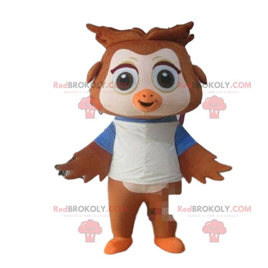 Hnědá a bílá sova maskot s velkýma očima - Redbrokoly.com Hnědá a bílá sova maskot s velkýma očima - Redbrokoly.com