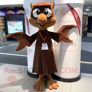 Brown Pterodactyl mascot costume character dressed with a Shift Dress and Keychains