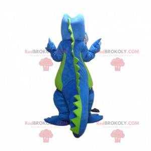 Mascotte de dinosaure bleu et vert, costume de dinosaure -