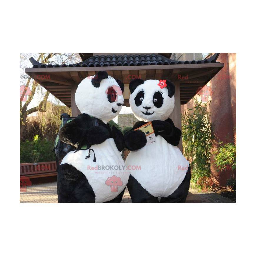 2 mascotes panda preto e branco - Redbrokoly.com