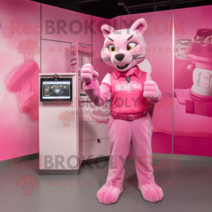 Pink Puma maskot kostume...