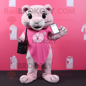 Roze Puma mascotte kostuum...