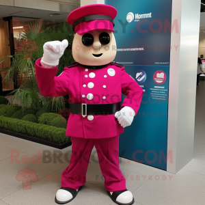 Magenta Soldier mascot costume character dressed with a Dress Pants and Bracelet watches