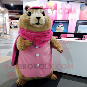 Rosa Marmot maskot drakt...