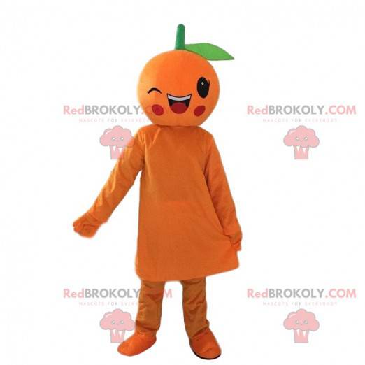 Mascotte gigante arancione ammiccante, costume da frutta -
