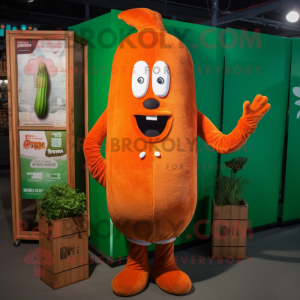 Rust Carrot mascot costume character dressed with a Long Sleeve Tee and Keychains