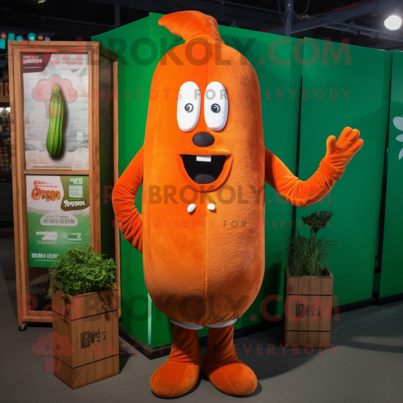 Rust Carrot mascot costume character dressed with a Long Sleeve Tee and Keychains Rust Carrot mascot costume character dressed with a Long Sleeve Tee and Keychains