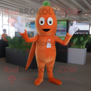 Rust Carrot mascot costume character dressed with a Long Sleeve Tee and Keychains