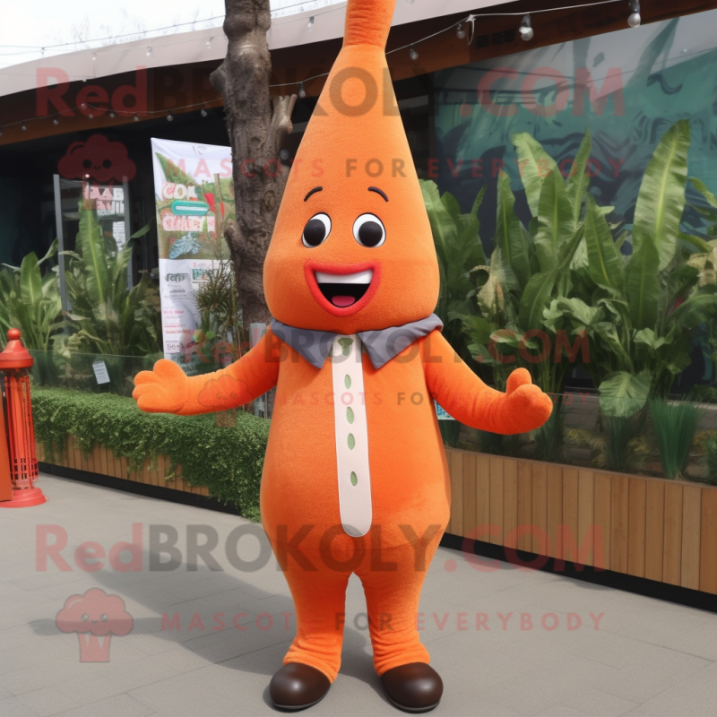 Rust Carrot mascot costume character dressed with a Long Sleeve Tee and Keychains Rust Carrot mascot costume character dressed with a Long Sleeve Tee and Keychains