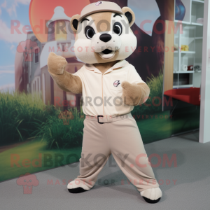 Tan Ferret mascot costume character dressed with a Joggers and Cufflinks