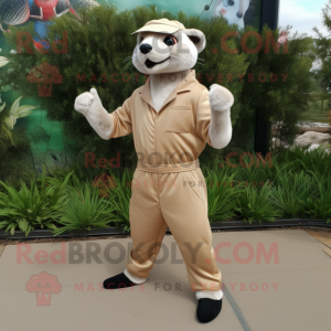 Tan Ferret mascot costume character dressed with a Joggers and Cufflinks