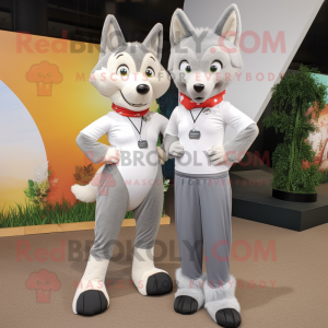 Silver Dingo maskot kostym...