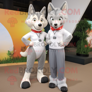 Sølv Dingo maskot kostume...