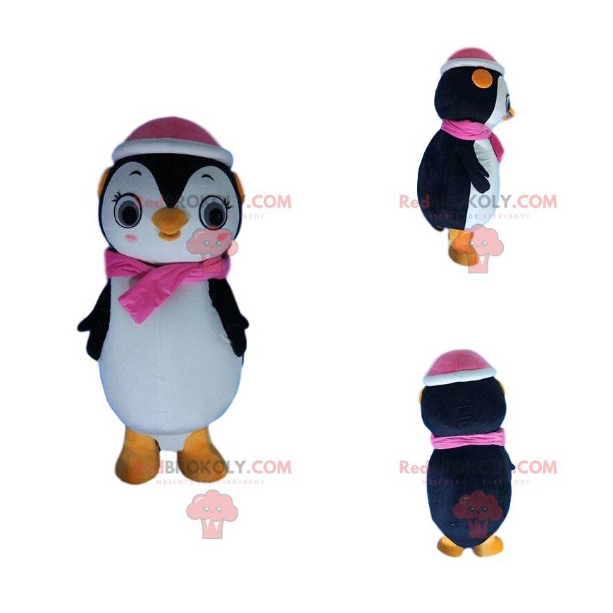 Mascotte de pingouin féminin, costume de la banquise -