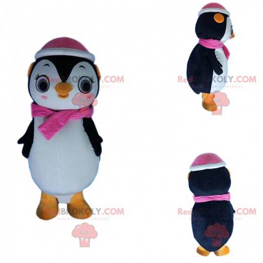 Mascote pinguim feminino, fantasia de bloco de gelo -