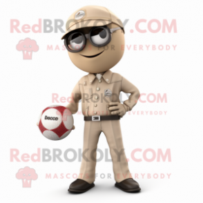 Beige Petanque Ball mascot costume character dressed with a Moto Jacket and Pocket squares