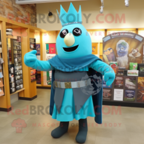 Teal Medieval Knight mascot costume character dressed with a Skirt and Scarf clips