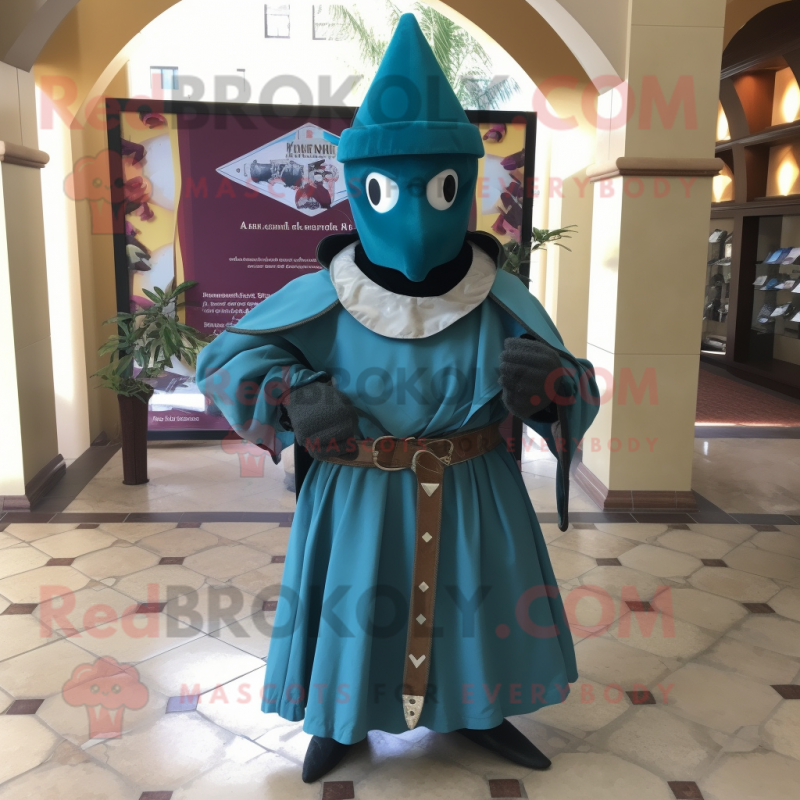 Teal Medieval Knight mascot costume character dressed with a Skirt and Scarf clips Teal Medieval Knight mascot costume character dressed with a Skirt and Scarf clips