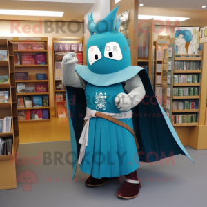Teal Medieval Knight mascot costume character dressed with a Skirt and Scarf clips