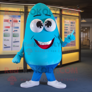 Cyan Aglet mascot costume character dressed with a Bikini and Pocket squares