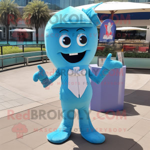 Cyan Aglet maskot kostume...