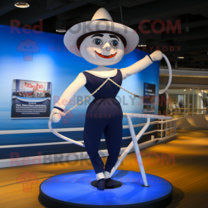 Navy Tightrope Walker mascot costume character dressed with a Bikini and Hats
