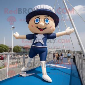 Navy Tightrope Walker mascot costume character dressed with a Bikini and Hats