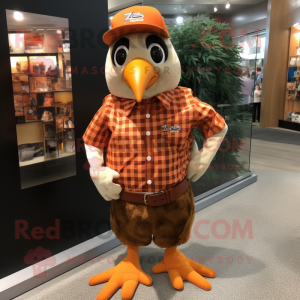 Orange Quail mascot costume character dressed with a Dress Shirt and Watches