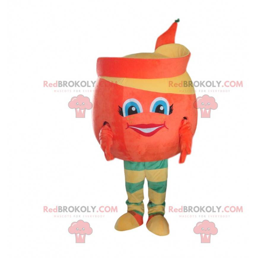 Mascota naranja pelada, disfraz de fruta naranja -