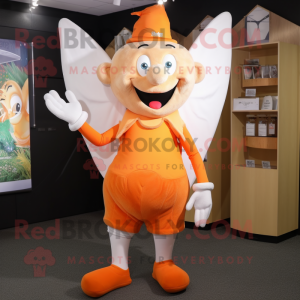Orange Tooth Fairy mascot costume character dressed with a Shorts and Mittens