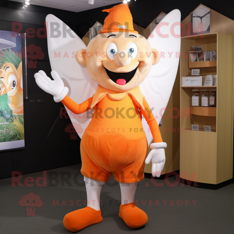 Orange Tooth Fairy mascot costume character dressed with a Shorts and Mittens