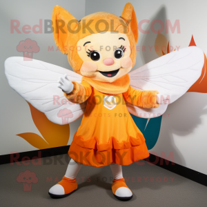 Orange Tooth Fairy mascot costume character dressed with a Shorts and Mittens