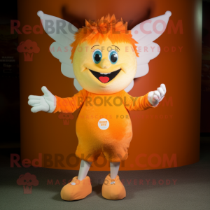 Orange Tooth Fairy mascot costume character dressed with a Shorts and Mittens