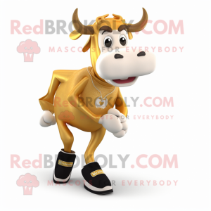 Gold Hereford Cow maskot...