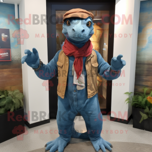 nan Komodo Dragon mascot costume character dressed with a Flare Jeans and Scarves