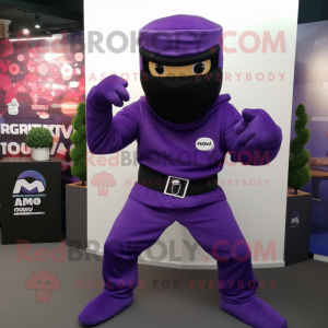 Paarse Ninja mascotte...