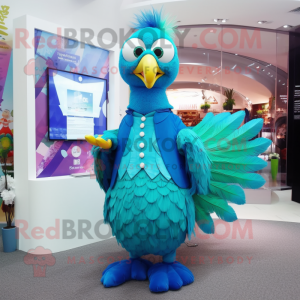 Sky Blue Peacock mascotte...