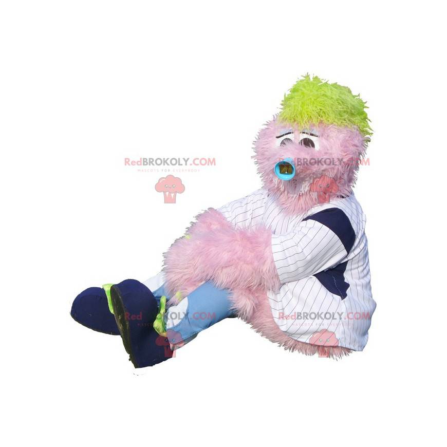 Mascote do boneco de neve todo peludo rosa - Redbrokoly.com
