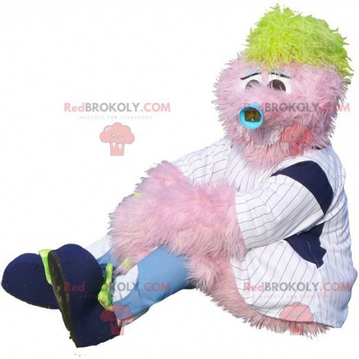 All hairy pink snowman mascot - Redbrokoly.com