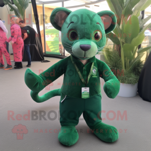Forest Green Jaguarundi mascot costume character dressed with a Trousers and Keychains
