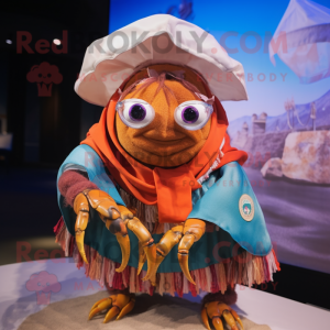 nan Hermit Crab mascot costume character dressed with a Culottes and Necklaces