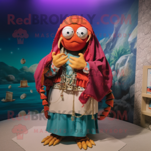 nan Hermit Crab mascot costume character dressed with a Culottes and Necklaces