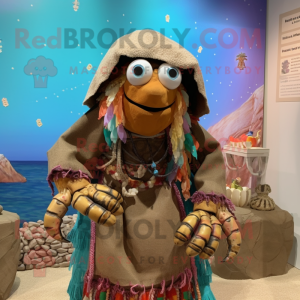 nan Hermit Crab mascot costume character dressed with a Culottes and Necklaces