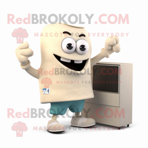 Cream Television mascot costume character dressed with a Running Shorts and Wallets